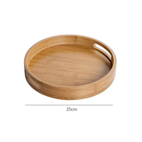 Plateaux de service en bois bambou, rond et flottant, de qualité supérieure, avec poignées, pour café et thé, ensemble de 10 pièces