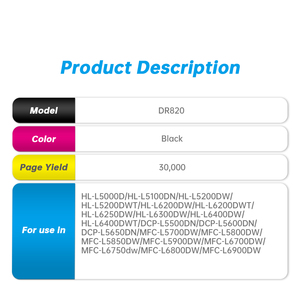 Unidad de Tambor Compatible <span class=keywords><strong>DR820</strong></span> para Impresoras Brother HL-L5000D HL-L5100DN HL-L5200DW HL-L5200DWT, Unidad de Tambor con Capacidad de 30000 Páginas - Product Image 2