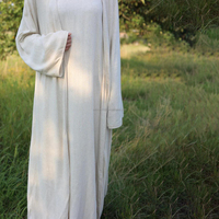 Vêtements islamiques Willson pour femmes, robe abaya modeste musulmane à manches longues avec boutons intérieurs, tissu en lin pour le printemps