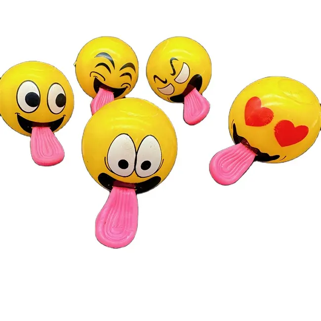 HAPU factory spoof expression Tongue out elastic flash ball tpr funny expression printed ejection ball children's light toy