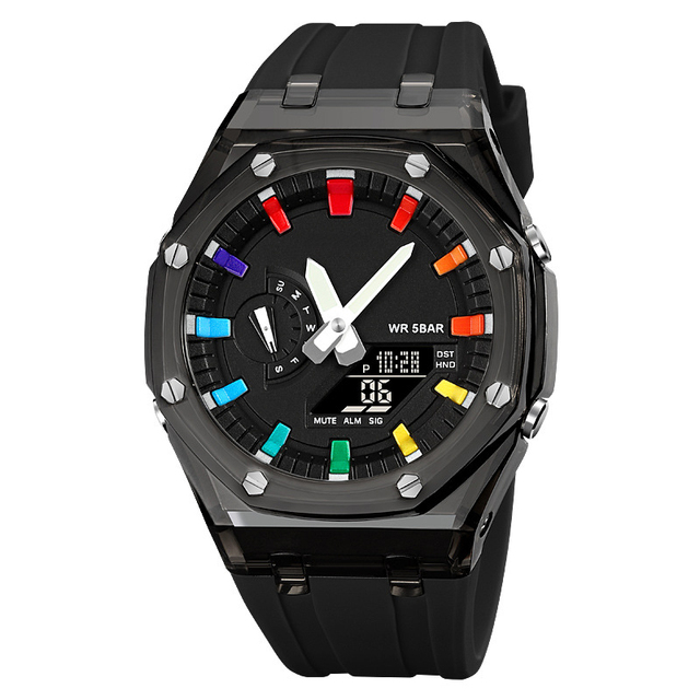 LANGER 2100 Luxury Sport Men's Watch Waterproof Digital Display Countdown Stopwatch LED Light Electronic Movement