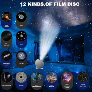 12 en 1 planetario estrella proyector nebulosa giratoria proyector lámpara dormitorio decoración temporizador noche estrellada luz