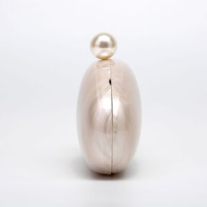 2025 New Women's Elegant Shell <strong>Clutch</strong> <strong>Bag</strong> in <strong>Ivory</strong> Pearl and Coffee Cute Handbag Purse <strong>for</strong> <strong>Wedding</strong> Evening and Party - Product Image 4