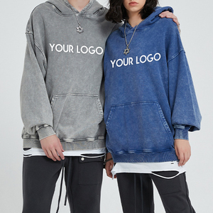 เสื้อฮู้ดดี้โอเวอร์ไซส์ทรงหลวมสไตล์เรโทร ผ้าถักแบบวอช ย้อมสีด้วยแว็กซ์  ผ้าฝ้ายหนา 420 กรัม กันลม เป็นมิตรต่อสิ่งแวดล้อม สำหรับผู้ชาย - Product Image 2