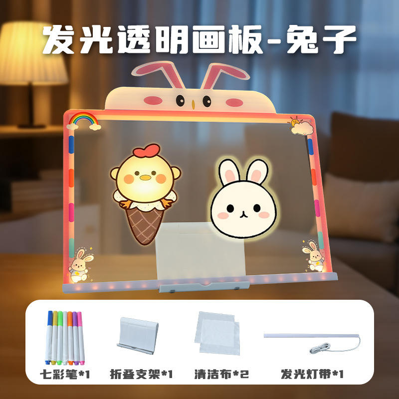 tavolo da disegno luminoso con coniglio cartoon