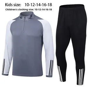 Legging en maille à <span class=keywords><strong>demi</strong></span>-zip, sans étiquette, design de logo simple, ensembles d'entraînement de football d'hiver, veste à manches longues, maillot de football pour enfants - Product Image 1