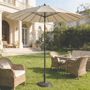 Modern Ekstra Büyük UV Koruyucu Rüzgar Geçirmez Veranda Şemsiyesi Açık Hava Şemsiyesi Havuz Kenarı Yuvarlak Bej Krank Kolu - Product Image 4