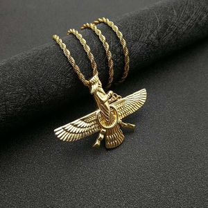 Collier pendentif zoroastrien en alliage de zinc, design ailé, bijoux de mode unisexe - Product Image 2