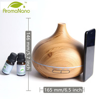 Diffuseur d'huiles essentielles ultrasonique à commande à distance, humidificateur d'air 300 ml, design grain de bois, usage domestique électrique, 1 an, lumière LED 7C