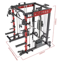 PINJIAN Équipement de musculation à domicile : Cage de musculation, Crossover à câbles, Rack à squats, Banc de musculation et Smith tout-en-un
