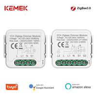 Module d'interrupteur intelligent KEMEK 1 ou 2 voies Tuya ZigBee AC 100-240V Alexa Google Voice, module de gradation