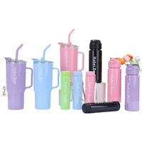 Bouteille d'eau sport portable en plastique sans BPA, isolante thermiquement (0-6 heures), écologique pour l'extérieur, lot de 3 avec paille