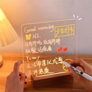Base de luz de noche LED lámpara de madera para niños de acrílico blanco cálido personalizado De Madeira - Product Image 3