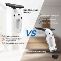 Nettoyeur de vitres sans fil électrique avec batterie amovible 2200 mAh, 40 min d'autonomie, nettoyage sans traces pour verre, miroir, hôtel