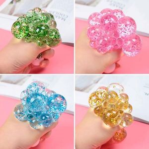 Wholesale Eco-Friendly Promotional Mesh Balls Glitter Squishy Squeeze Grape Ball Stress Relief Fidget Toy PU Foam - Product Image 4