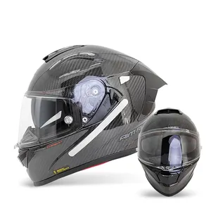 Casco da moto integrale in fibra di carbonio resistente alla corrosione di guida di sicurezza urbana di alta qualità