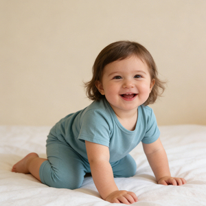 Ensemble de pyjama d'été uni léger à manches courtes en soie glacée pour bébés filles et garçons, vêtements d'intérieur doux et respirants - Product Image 4
