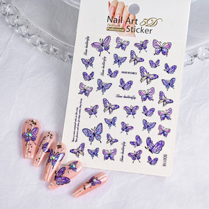 Hot Selling Purple Laser Butterfly Nail Art <b>Stickers</b> Self Adhesive 5D Colorful Butterfly Fairy <b>Stickers</b> <b>Decals</b> - Product Image 6