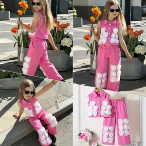 ชุดเซ็ตเสื้อแขนกุดลายดอกไม้สไตล์หรูหราเบาบางสำหรับสาวๆ ฤดูร้อนปี 2026 พร้อมกางเกงขายาวลายปั๊มร้อน - Product Image 2