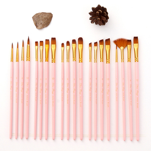 Lot de 4 pinceaux d'artiste personnalisables avec logo, manche en bois, poils en nylon pour aquarelle, acrylique et <span class=keywords><strong>peinture</strong></span> à l'huile - Product Image 1
