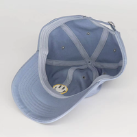 Gorra de Béisbol de Algodón Lavado Azul Claro con Parche Estampado Amarillo de la Marca VTL, Modelo VTL-27197, Primavera/Verano, Casual
