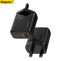 Cargador Tipo C de 25W con Enchufe EU, US, UK, Carga Rápida QC3.0 PD, Cargador de Teléfono Móvil con LED, Adaptador de Corriente USB C, Precio de Fábrica