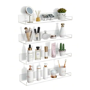 Настенные прозрачные акриловые полки без сверления, экологичные, современные, для ванной, кухни, домашнего декора, книжная полка - Product Image 1