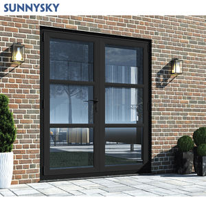Sunnysky NFRC Portes d'entrée modernes à double vitrage personnalisées en alliage d'aluminium <span class=keywords><strong>de</strong></span> style battant Portes françaises extérieures insonorisées - Product Image 2
