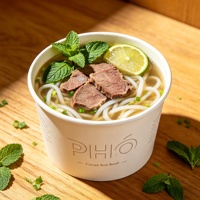 Bols à pho en kraft robustes, imprimés sur mesure, écologiques, jetables, de qualité alimentaire, pour la vente à emporter, la restauration rapide et la nourriture de rue