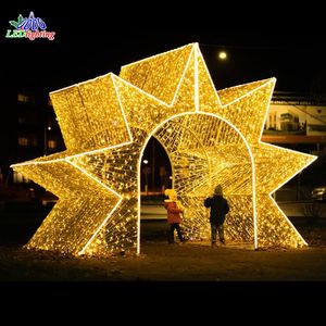 Étoile Motif Lumière Décor <span class=keywords><strong>De</strong></span> Noël 3D LED Extérieur Intérieur Jardin Rue Tunnel Arche Renne Bonhomme <span class=keywords><strong>De</strong></span> Neige Guirlande Festival Décoration - Product Image 3