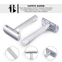 Rasoir de sécurité classique à double tranchant pour le soin masculin, avec lames en acier inoxydable et construction en alliage de zinc
