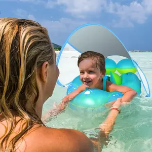 Anneau de flotteur pour bébé Anneau de natation gonflable pour enfants avec auvent Piscine extérieure Anneaux de natation gonflables Flotteur