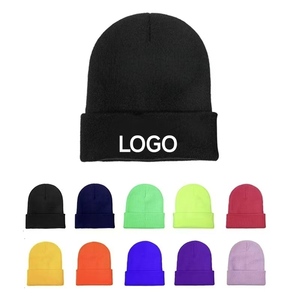 Bonnet en tricot à revers en acrylique unisexe de 60 couleurs, chaud pour l'hiver, bonnets en tricot, logo personnalisé, broderie, plaid du fabricant, <span class=keywords><strong>plage</strong></span> - Product Image 2