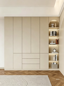 Armoires sur mesure <span class=keywords><strong>pas</strong></span> chères avec portes battantes, armoire moderne en bois pour chambre à coucher avec penderie - Product Image 1
