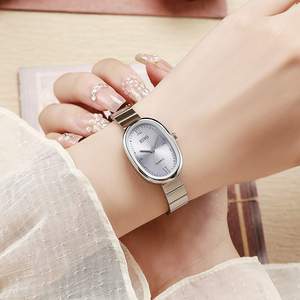 นาฬิกาควอตซ์สายเหล็กไม้ไผ่สำหรับผู้หญิงนาฬิกาควอทซ์แบบข้ามพรมแดนเฉพาะกลุ่มสำหรับผู้หญิงหน้าปัดรูปไข่ - Product Image 3