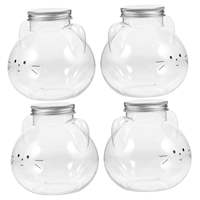 Bouteille d'eau en plastique PET de qualité alimentaire de 500 ml en forme de chat, avec bouchon à vis en aluminium, pour l'emballage de jus, de lait et de thé