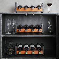 Casier à vin 12 bouteilles Autoportant à 3 niveaux Composants de casier à vin en acier et bois massif Porte-bouteilles Cave du sol au plafond