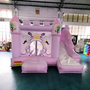 บ้านเป่าลมสำหรับเด็กกลางแจ้งปาร์ตี้จั๊มเปร์ปราสาทเด้งกระเด้งได้สีชมพู - Product Image 1