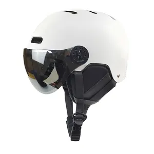 Capacete de esqui ABS personalizado com óculos Snowboard Capacete de corrida de esqui com viseira para crianças Capacete adulto