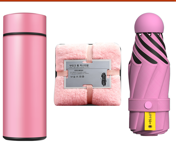 สีชมพู- ถ้วย/ร่ม/ผ้าเช็ดตัว