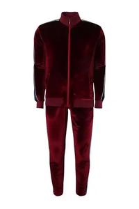 Ensemble survêtement personnalisé pour homme en velours, toucher moelleux, motif uni, sweat-shirt et pantalon de jogging avec impression personnalisée pour le printemps - Product Image 2