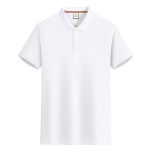 Promotional Polo Shirt White Short Sleeve Solid Color Polyester Men Women Daily Wear - Product Image 1