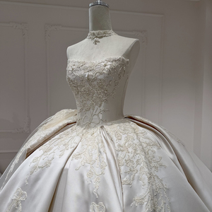 Xx68 Abito Da Sposa Wedding Dress Strapless Beading Crystal Embroidery Lace-Up Back Satin <b>Bride</b> Dress Jancember - Product Image 2