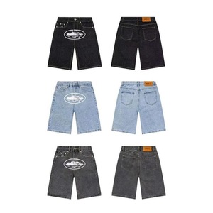 Shorts en jean <span class=keywords><strong>Corteiz</strong></span> Style Alcatraz imprimé pour homme, coupe ample et décontractée, 100% coton, délavé, streetwear, hip hop - Product Image 1