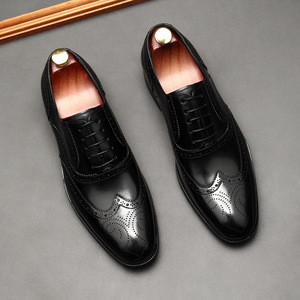 Nouvelles Chaussures Habillées en Cuir Coréennes Style Automne 2025 pour Hommes – Respirantes, Légères, Antidérapantes, en Cuir de Vachette, à Lacets, Idéales pour le Costume - Product Image 1