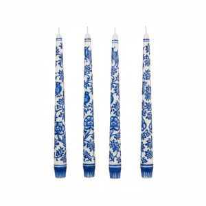 Bougies coniques haut de gamme avec motifs floraux bleus et blancs élégants, inspirés de l'art classique, pour les célébrations de Diwali et de Pâques, parfumées - Product Image 2