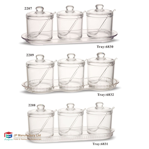 طقم برطمانات بلاستيك من البولي كربونات مع أغطية وملعقة <span class=keywords><strong>3</strong></span> مع صينية - Product Image 5