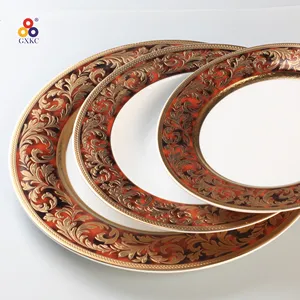 Great deal in 2023 GXKC SANHUAN 12PCS Coupe Shape chinese luxury Porcelain wholesale antique crockery rustic dinner set