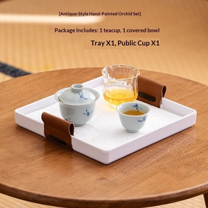 ชุดน้ำชาโบราณสีเขียวลายเพ้นท์มือ ชุดถ้วยชา 1 ใบ ถ้วยกาแฟ 1 ใบ สำหรับใช้ในบ้าน ชุดน้ำชาพกพาแบบกังฟู พร้อมกระเป๋าเก็บ ชุดสำหรับชาแห้ง - Product Image 6