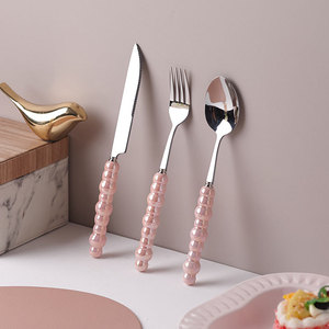 Ánh sáng sang trọng ngọc trai xử lý thép không gỉ Flatware Set Creative dao và Ngã Ba cho giá trị màu sắc cao cho bánh trung thu phục vụ - Product Image 4